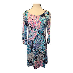 Lilly Pulitzer Sophie Dress Womens Small Multicolor 3/4 Sleeve Colorful Resort